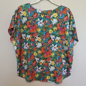 VINTAGE 1980s Notations pull on floral flowy blouse 16 EUC cottagecore grandma